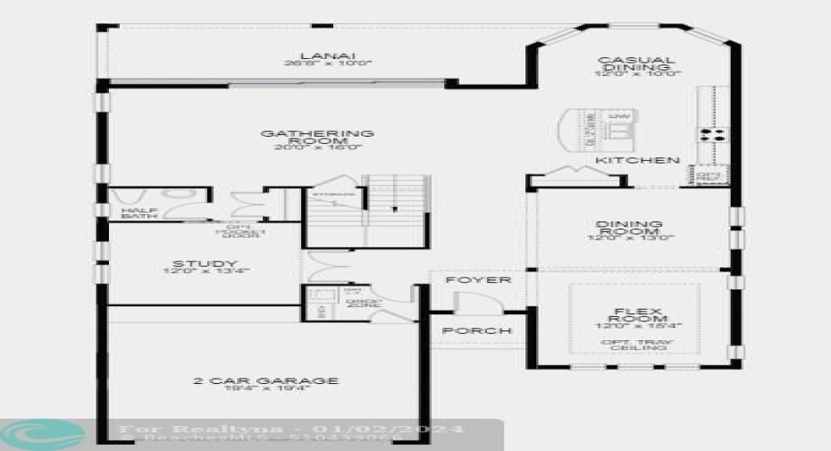 Structural options include: Outdoor kitchen rough-in, interior 8' door upgrade package, pocket sliding glass door in gathering room.