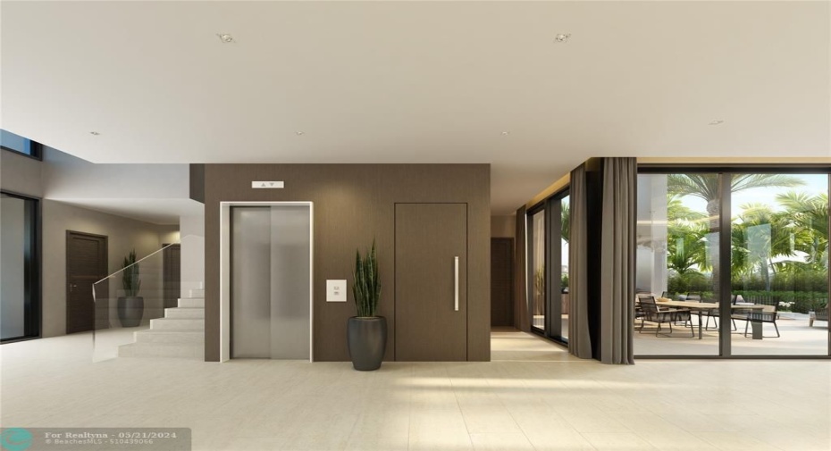 Rendering of the elevator on the first floor.