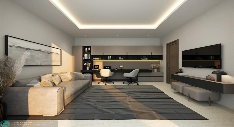 Rendering of the first floor office/bedroom