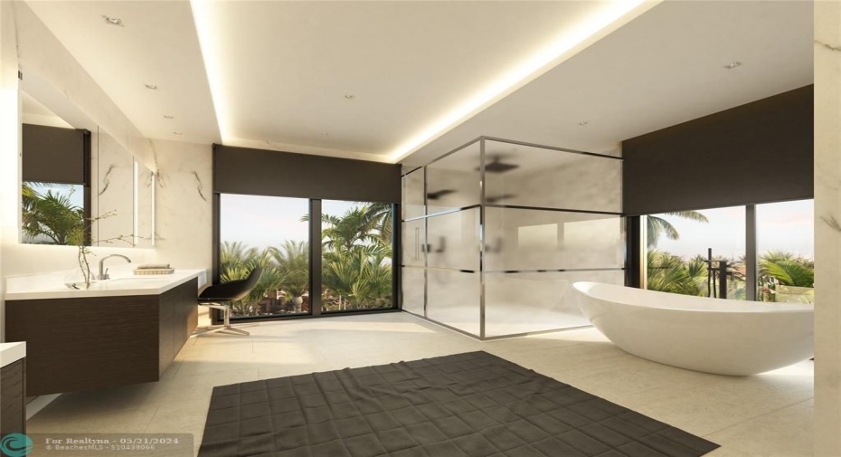 Rendering of the Primary bathroom on the second floor.
