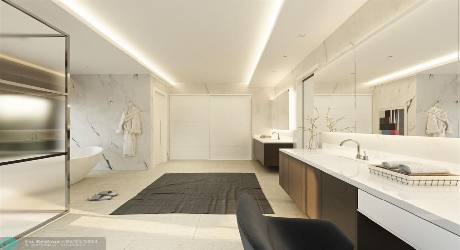 Rendering of the Primary bathroom on the second floor.