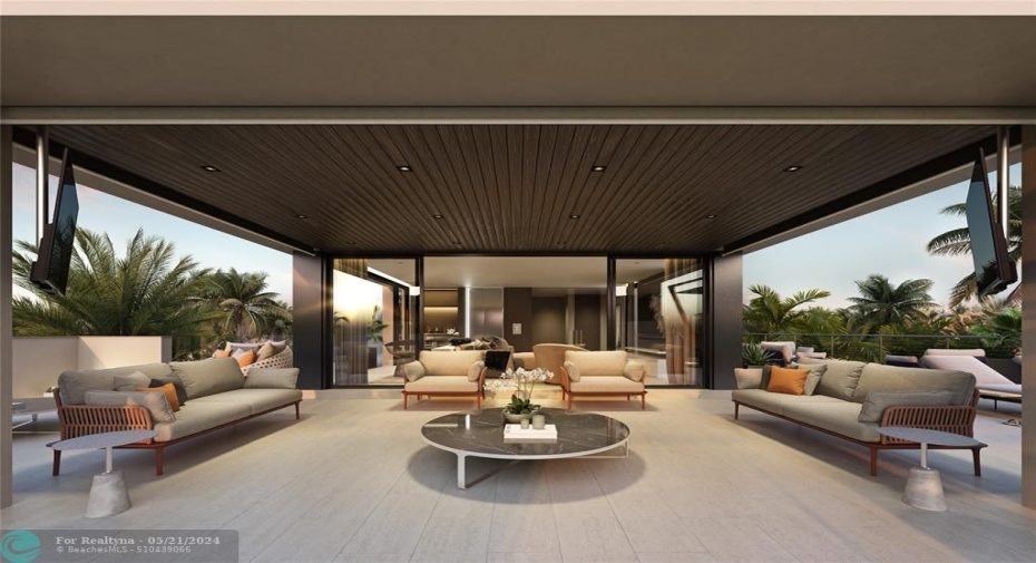 Covered sitting area on the third floor.