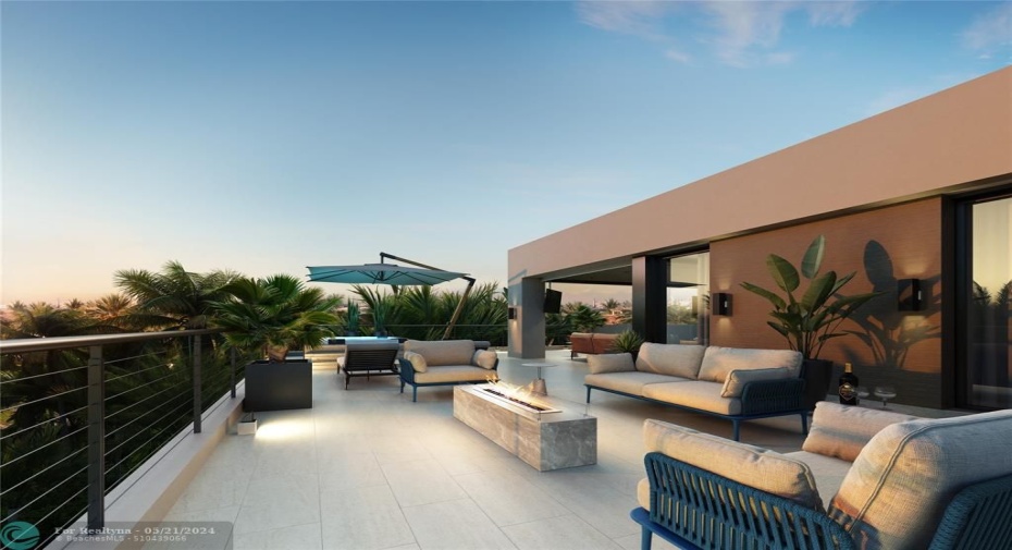 Rendering of the jacuzzi on the third floor rooftop area.