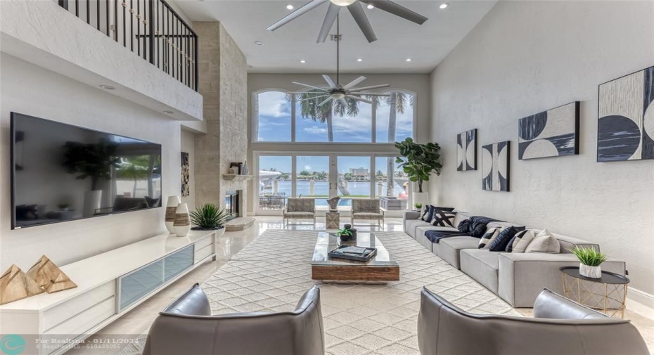 Open Layout Family Area overlooking Waterway & Pool Area