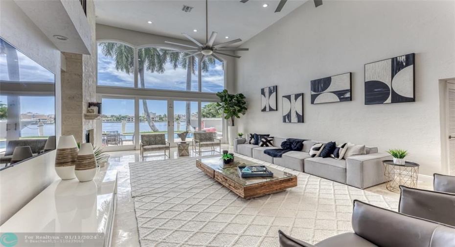 Open Layout Family Area overlooking Waterway & Pool Area