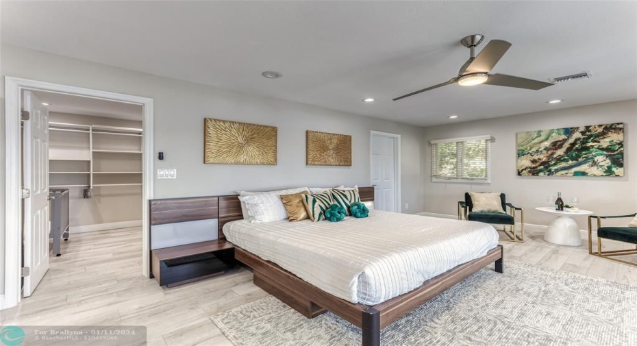 BEDROOM #1 (Upstairs) KING Size with balcony overlooking waterway En Suite bathroom w/jacuzzi tub & separate shower and walk in closet.