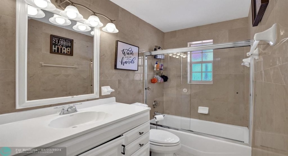 Guest Bathroom on the first floor in hallway.