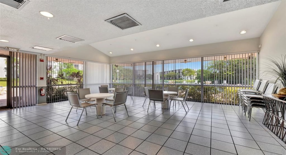 YES, Even the Community Kitchen is Poolside and comes Complete with Water Views! Clubhouse has a Community Dining Area, Bar & Kitchen as well as Separate Meetings Rooms that can be Reserved for Your Private Gatherings & Functions!