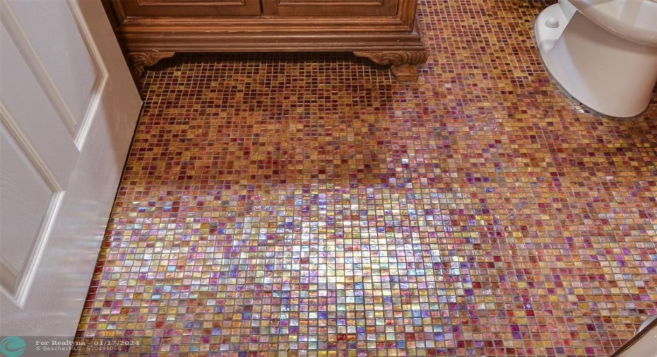 Half bath downstairs tiled floor