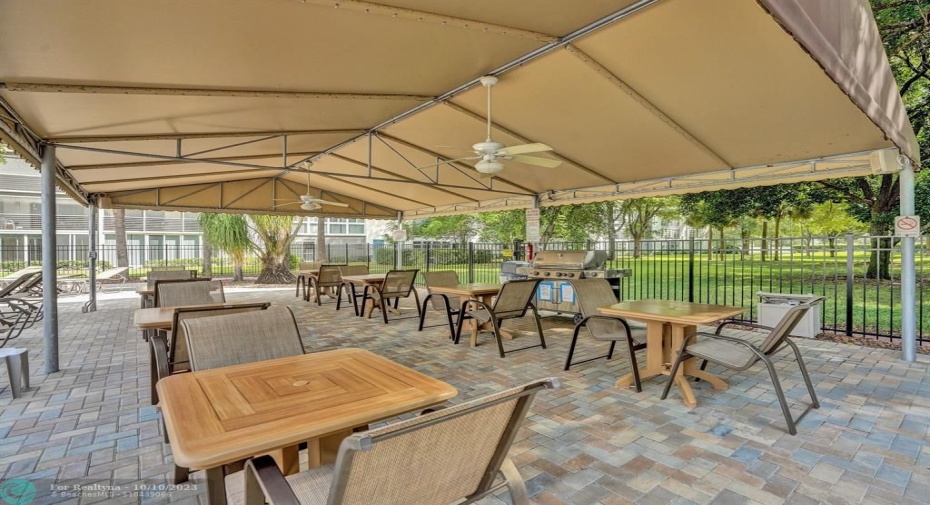 Covered Barbeque Area next to Pool below condo