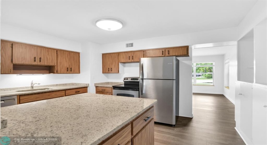 Granite island with storage