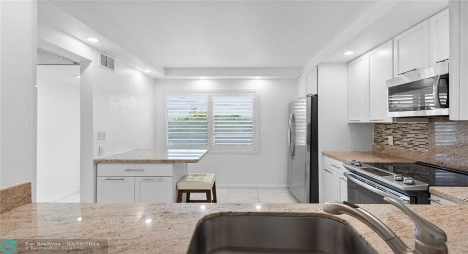 Plantation Shutters in the eat in kitchen area