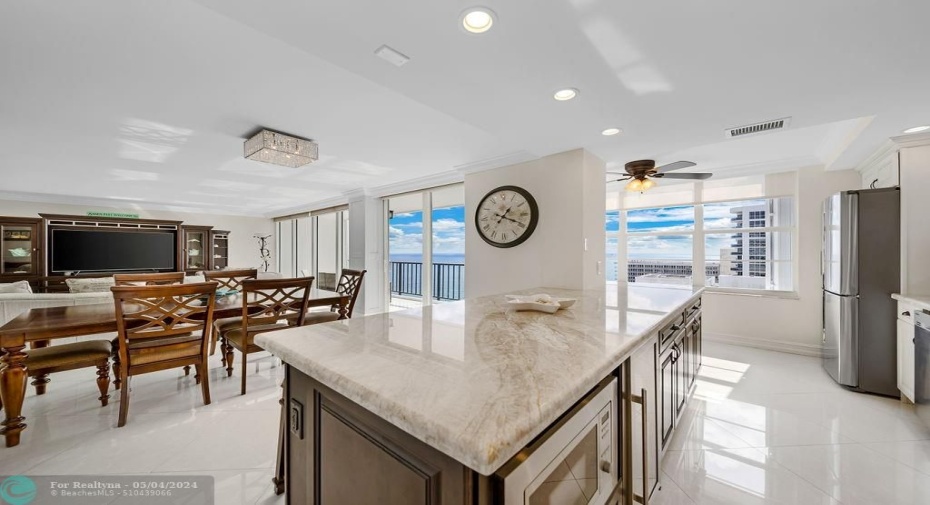 Open Kitchen, Ocean View, & Dining/Living Room