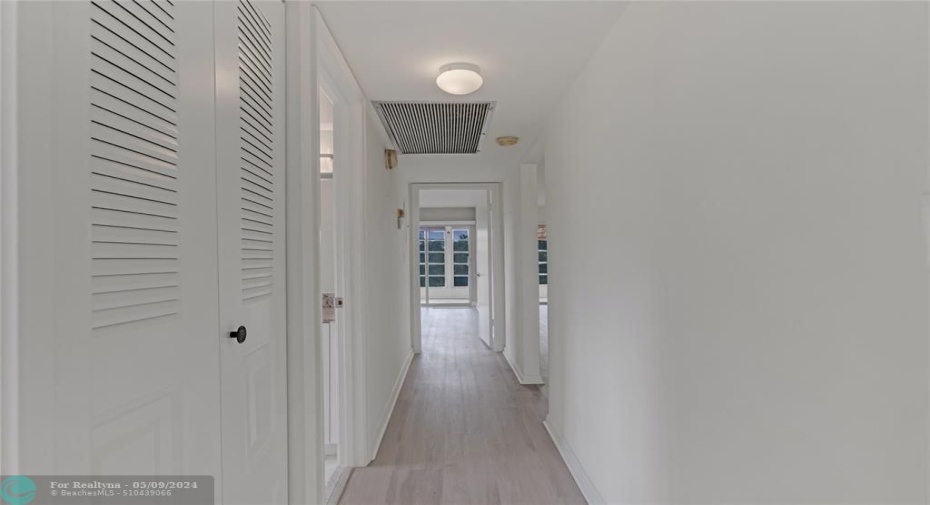 Hall connecting the split bedrooms