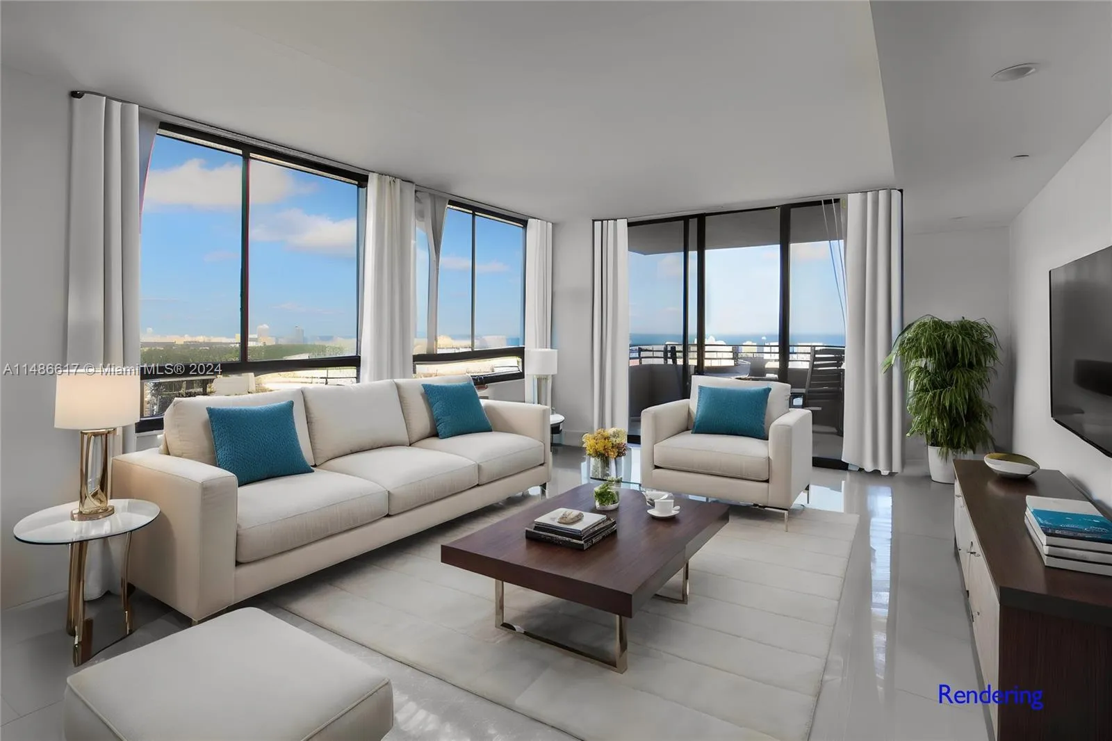 Light and airy living room - Virtually staged