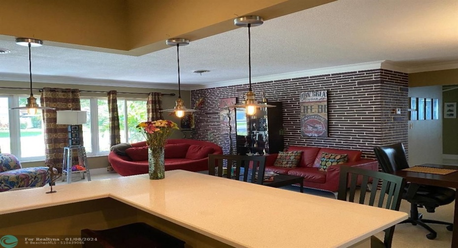 Open kitchen to living and dining areas