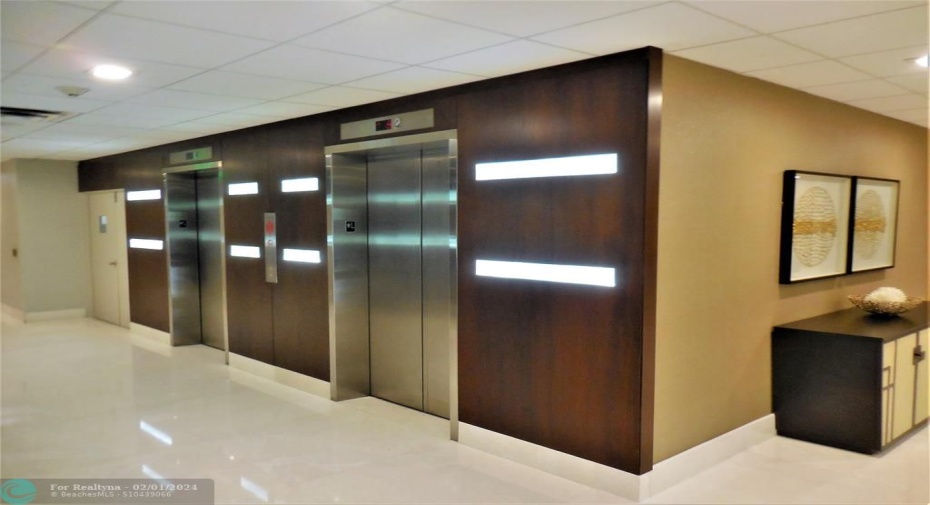 The central bank of elevators in Playa Del Sol.