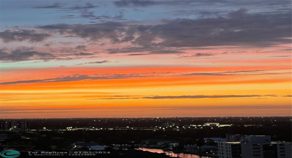 From west terrace at sunset