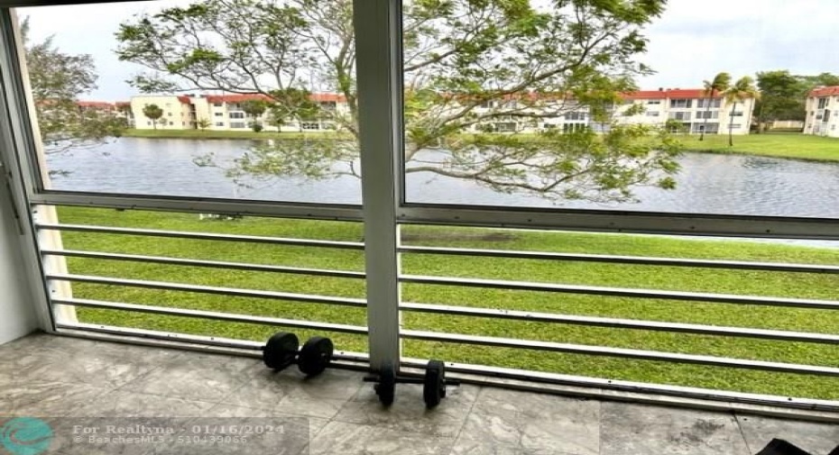 screened balcony with lake view