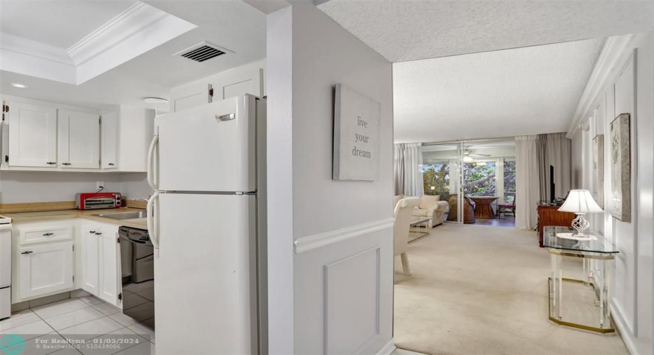 With view of dining/living area.