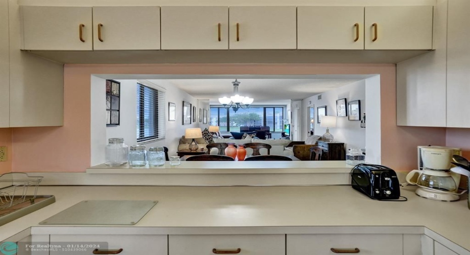 Dining/living area from kitchen pass through