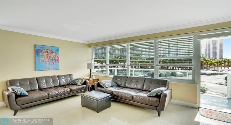 24 x 24 porcelain tiles throughout living areas.