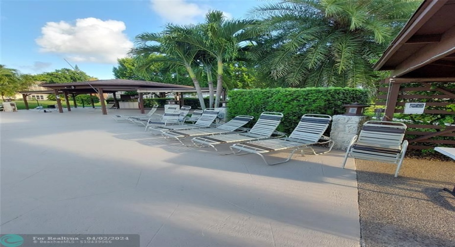 Lounging area around Heated Pool