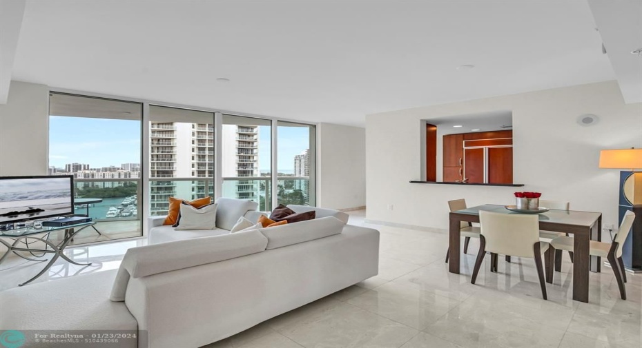 Living and dining areas