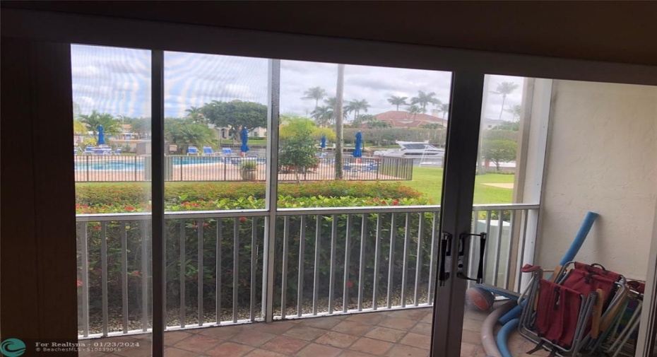 Primary bedroom slider to patio view