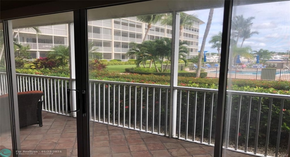 Primary bedroom slider to patio view