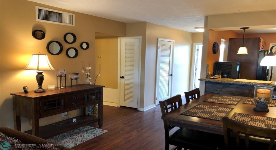 View of dining and entry hallway