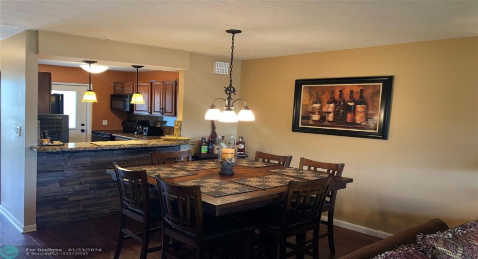 View of dining to kitchen