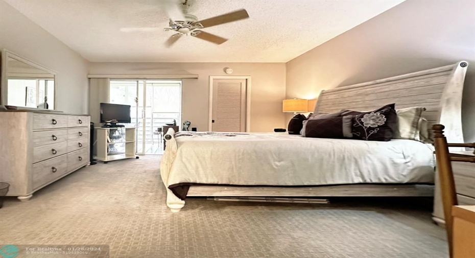 Carpeted Primary Bedroom has Large Walk-in Closet