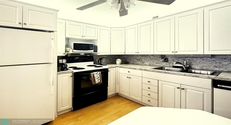 White Appliances & SS Sink
