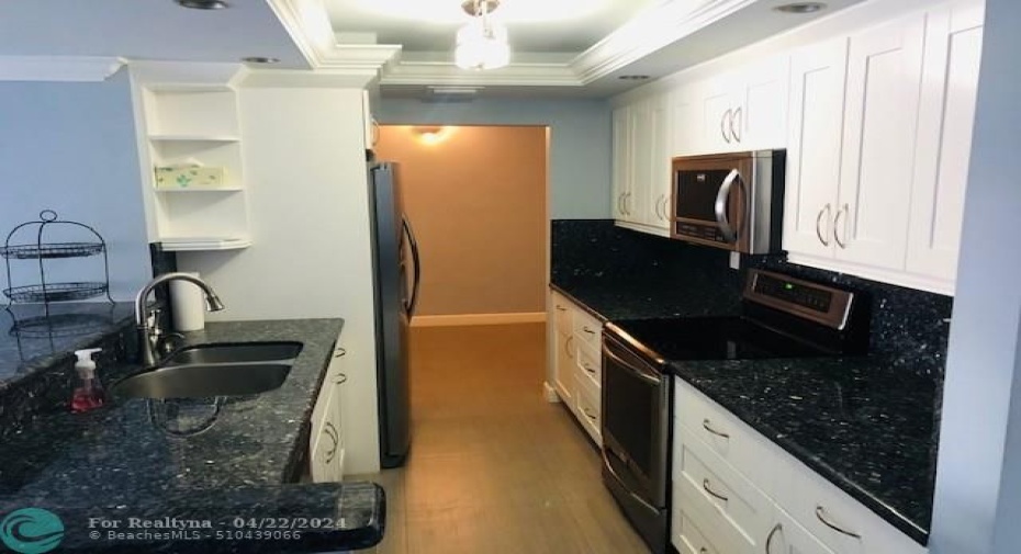 Kitchen and Den in the back