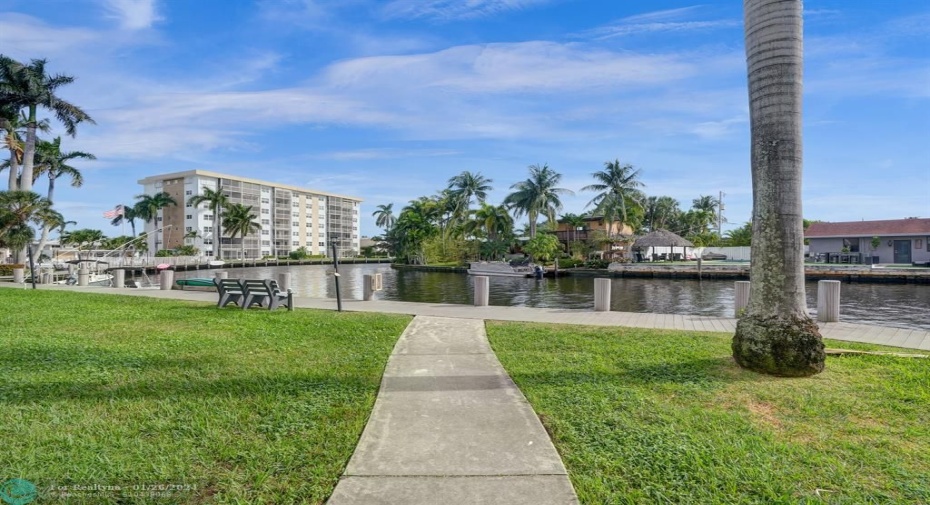 Walk straight out to the river from your building