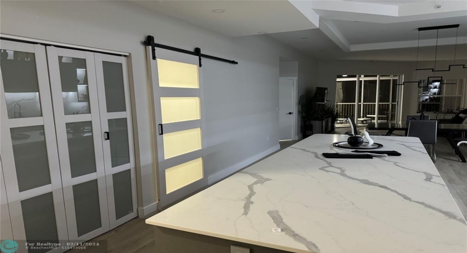 Custom Glass doors and Matching Barn Door