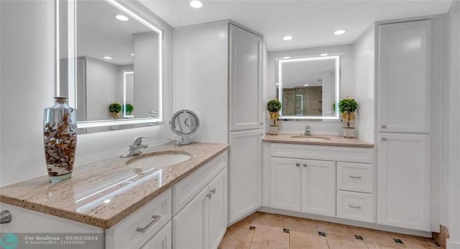 Master Bathroom Dressing Area with Double Sinks