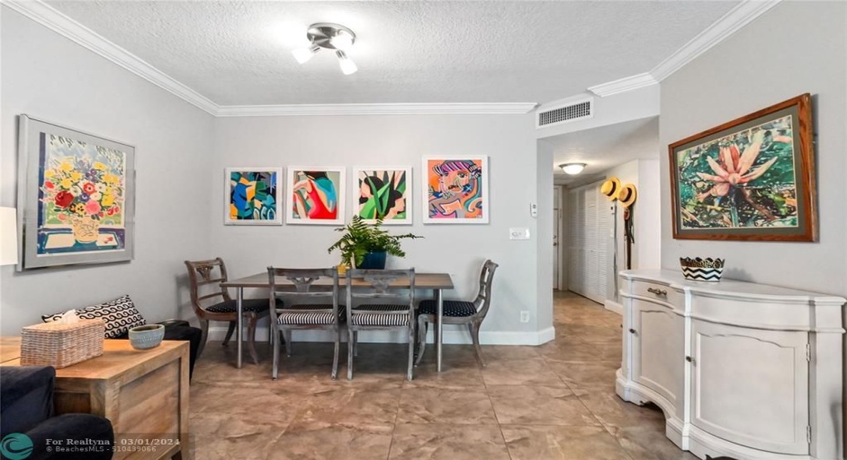 Dining Room-Living Room area with crown moldings