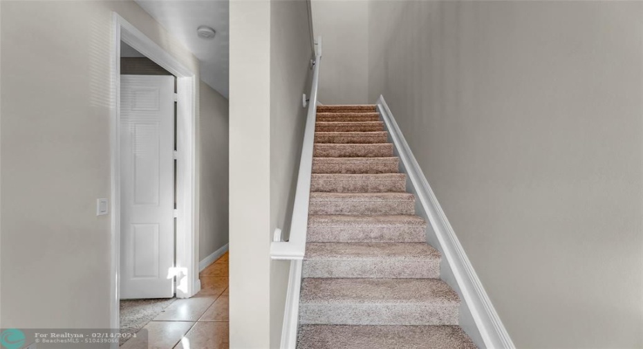 Entry hall with stairs leading to main level.