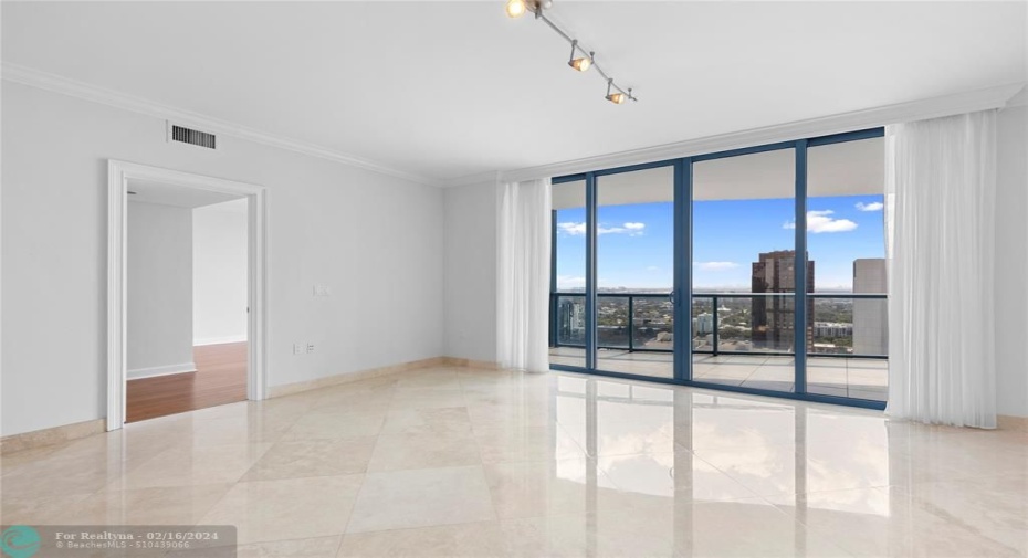 Living Room with Marble Floors