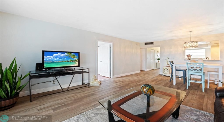Wood-look ceramic tile floors in Main Living area