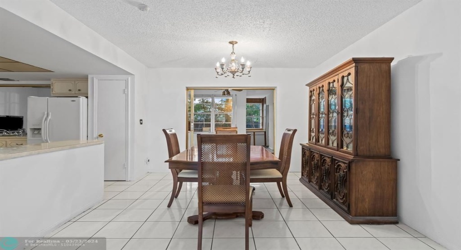 Dining area is set up off the kitchen