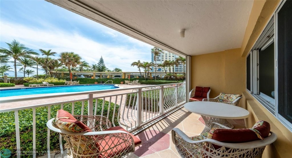 Walk out to pool and beach.