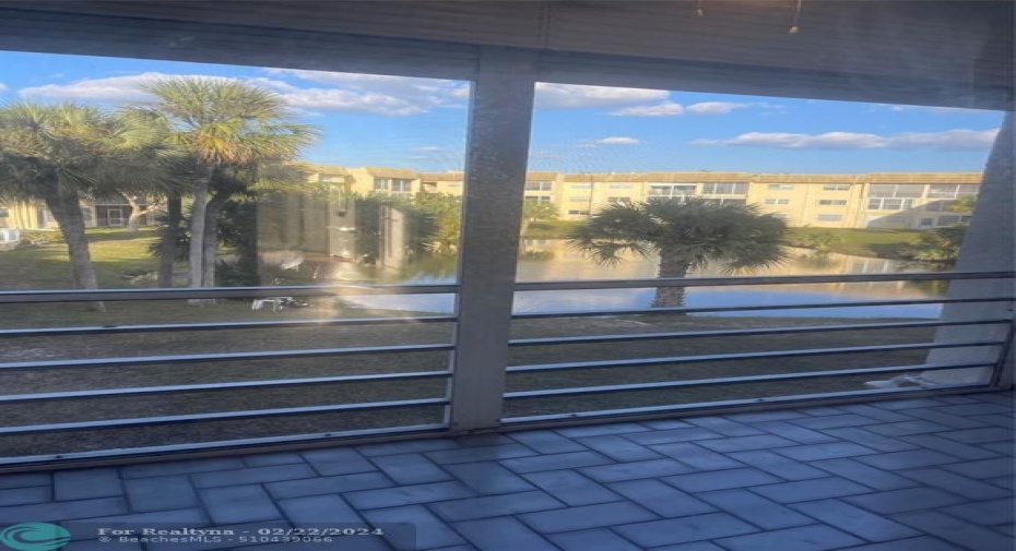enclosed patio with lake view