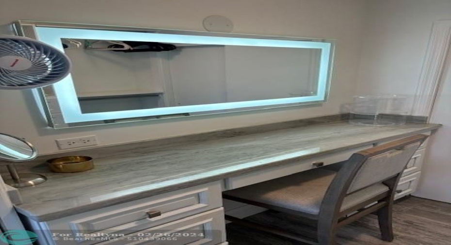 Vanity in walk in closet