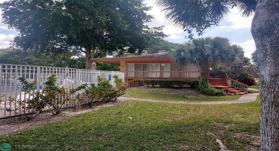 Clubhousr from along the pool