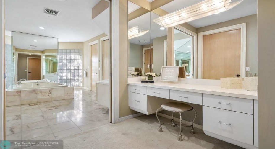 Dressing area allows for leisurely prep time!