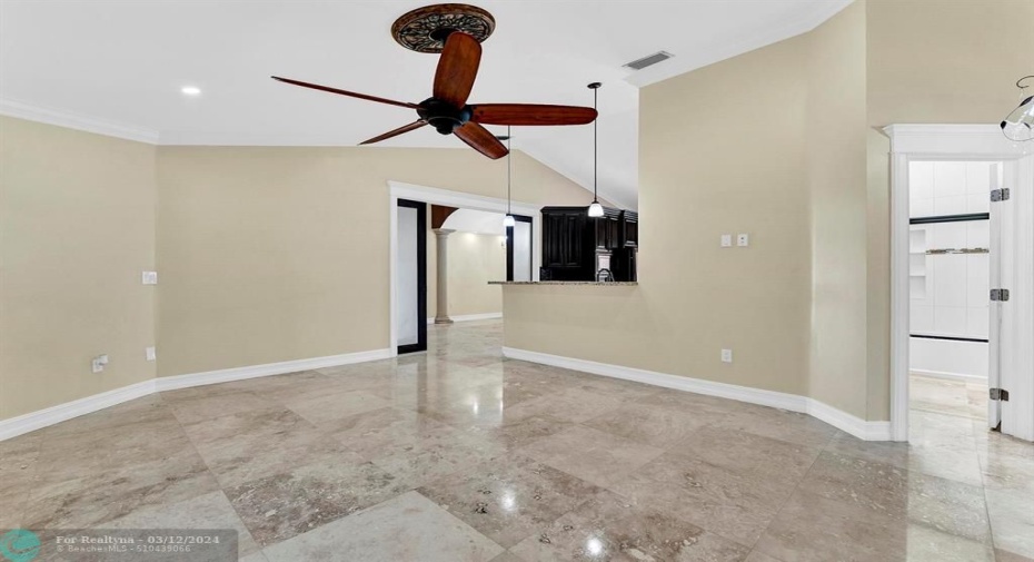 Overlooking the kitchen with upgraded fan