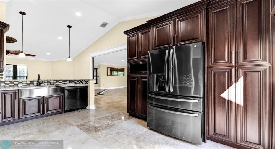 Upgraded lighting on snack counter & pantry for storage